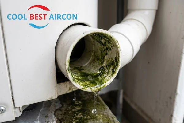 Clogged condensate drainage pipe causing aircon water leak in Singapore HDB flat