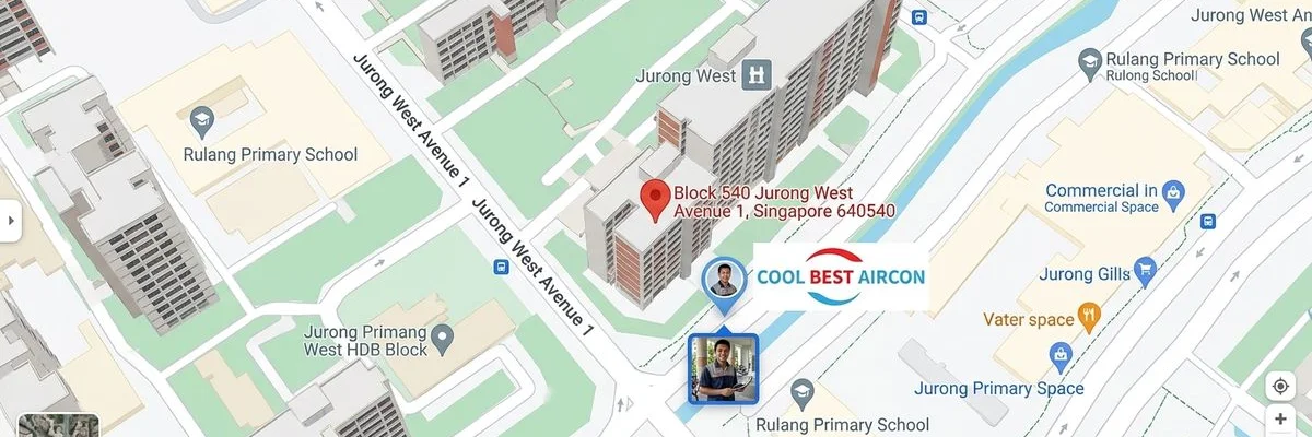 Map showing Coolbest Aircon office location at Block 540, Jurong West Avenue 1, Singapore 640540